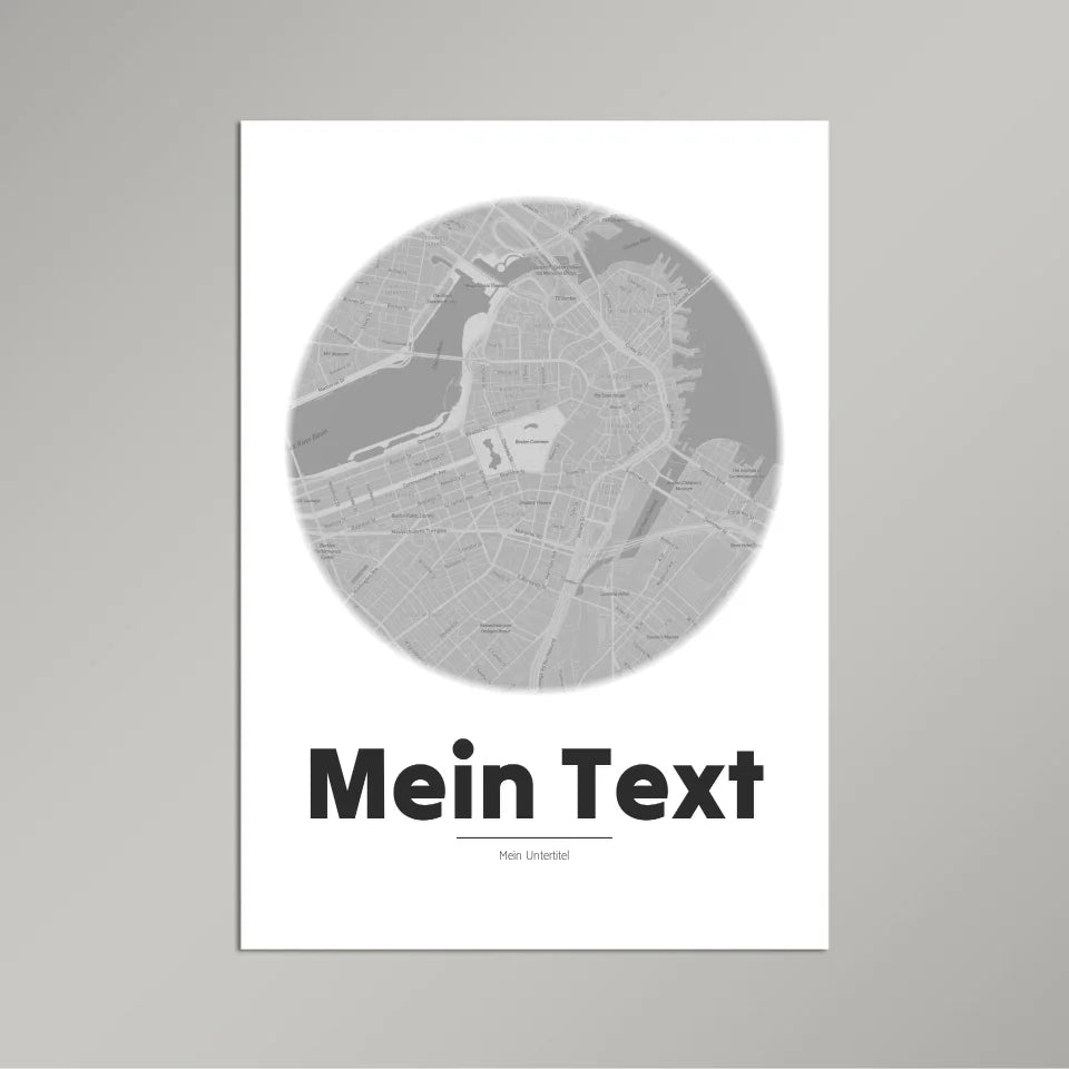 Personalisierte Landkarte &quot;bold Blickpunkt&quot; - dein Ort + Text | Hochformat