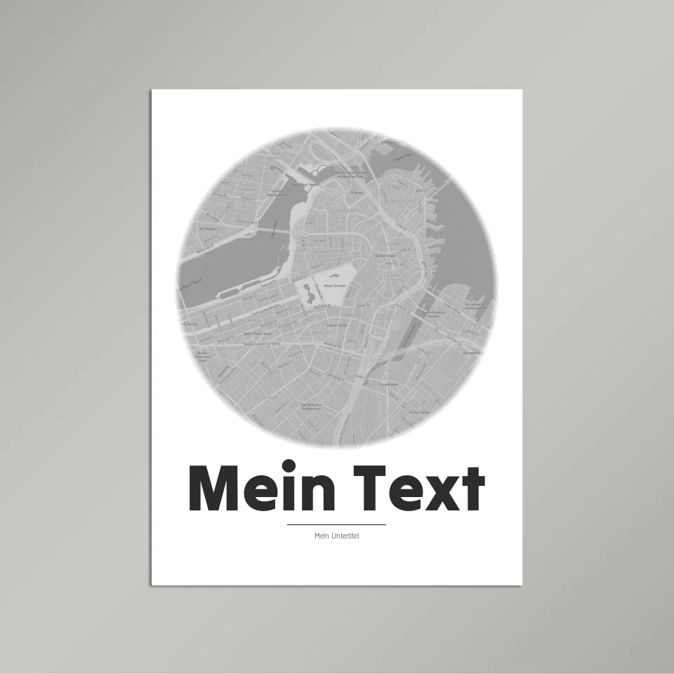 Personalisierte Landkarte &quot;bold Blickpunkt&quot; - dein Ort + Text | Hochformat