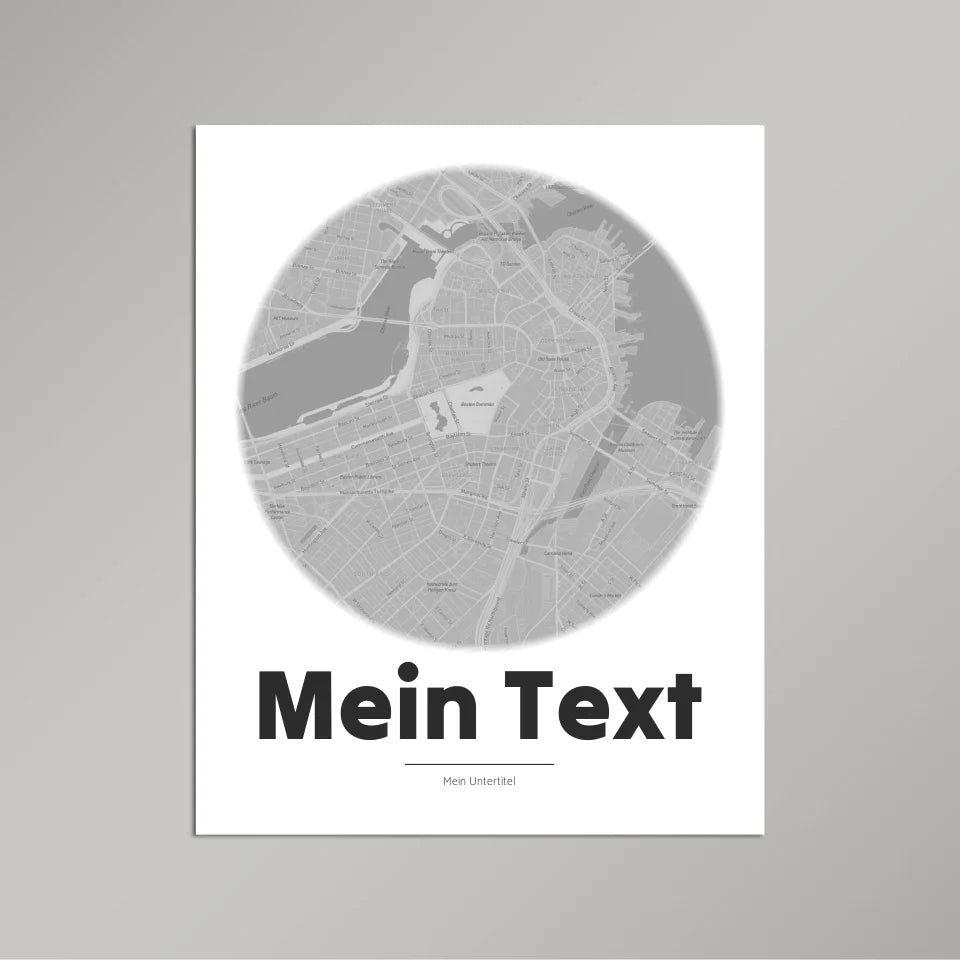 Personalisierte Landkarte &quot;bold Blickpunkt&quot; - dein Ort + Text | Hochformat