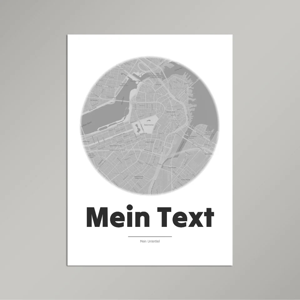 Personalisierte Landkarte &quot;bold Blickpunkt&quot; - dein Ort + Text | Hochformat