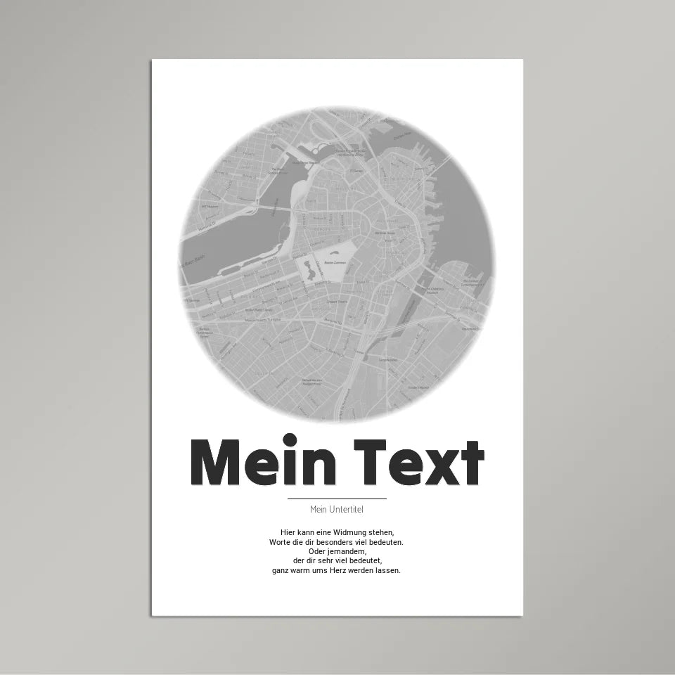 Personalisierte Landkarte &quot;bold Blickpunkt&quot; - dein Ort + Text | Hochformat