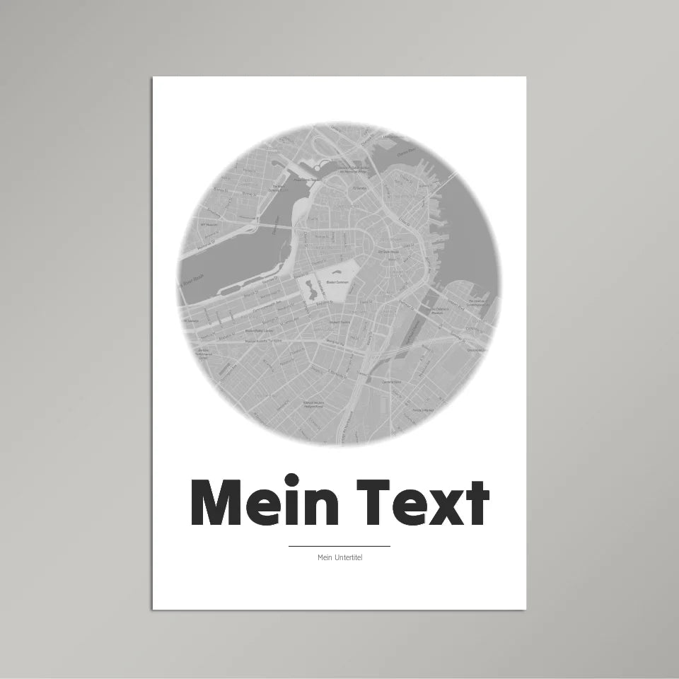 Personalisierte Landkarte &quot;bold Blickpunkt&quot; - dein Ort + Text | Hochformat