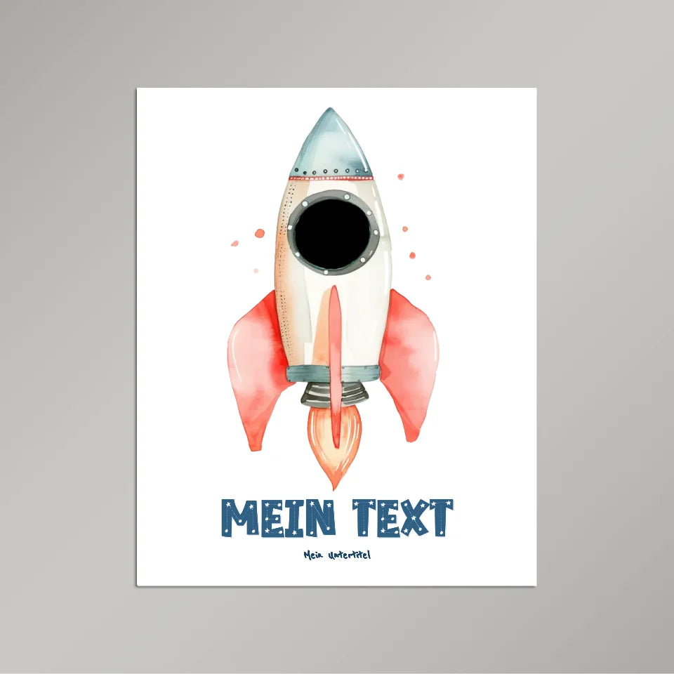 Personalisiertes-Kinderposter-mit-eigenem-Text-und-Foto-im-Raketen-Motiv-40x50cm-Hochformat