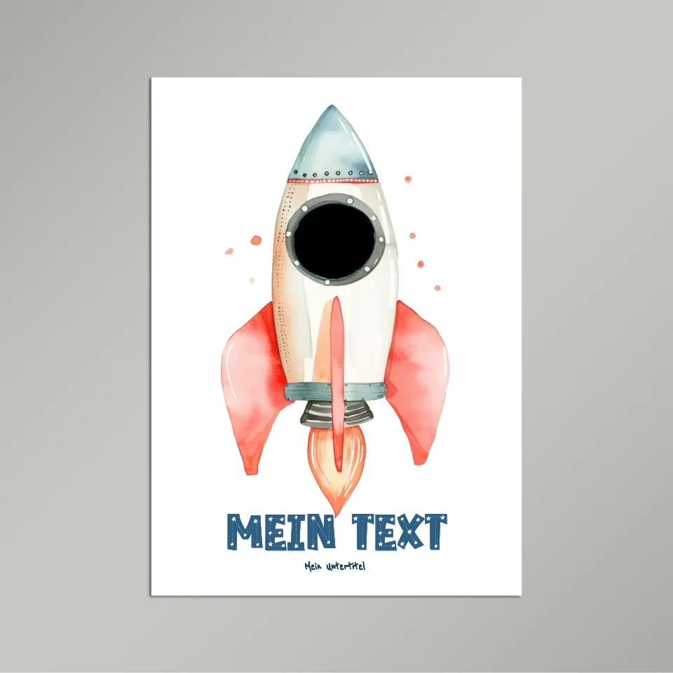 Personalisiertes-Kinderposter-mit-eigenem-Text-und-Foto-im-Raketen-Motiv-50x70cm-Hochformat