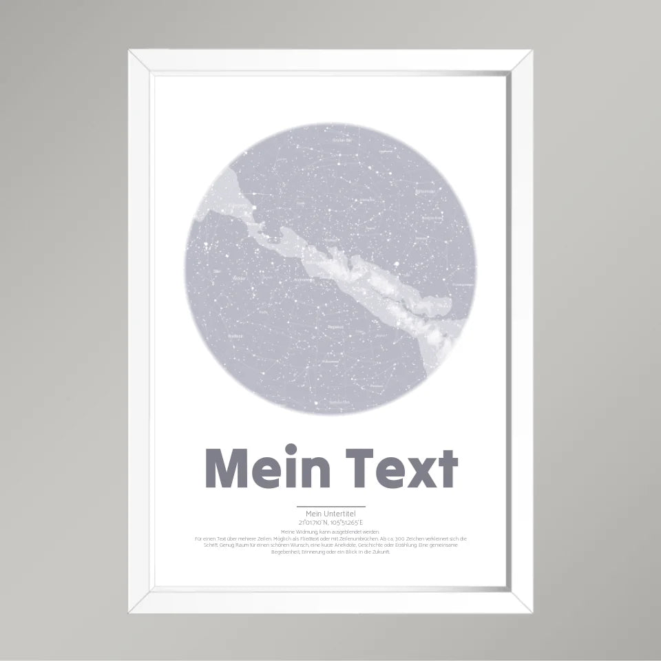 Personalisierte Sternenkarte &quot;bold Blickpunkt&quot; schwarz/weiß - dein Moment, Ort &amp; Text | Hochformat