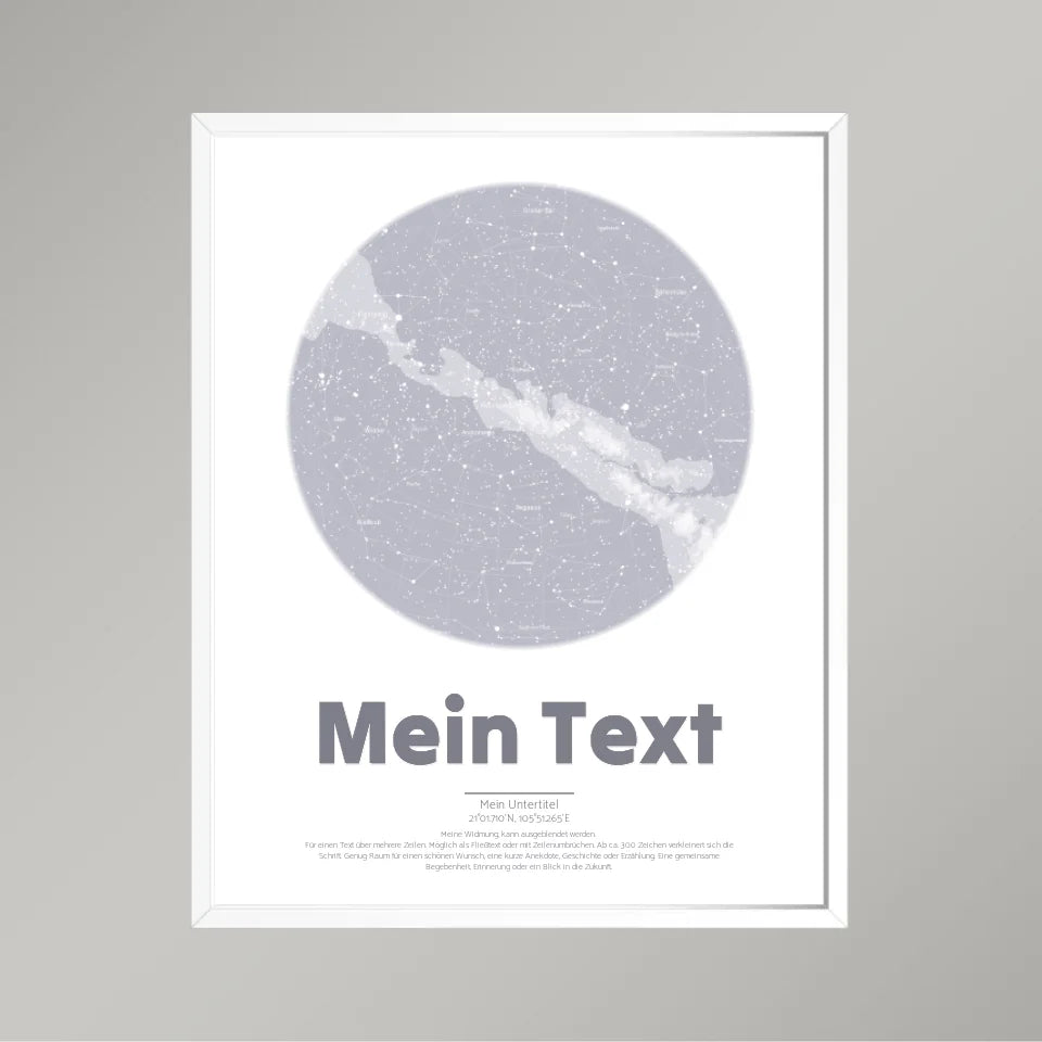 Personalisierte Sternenkarte &quot;bold Blickpunkt&quot; schwarz/weiß - dein Moment, Ort &amp; Text | Hochformat