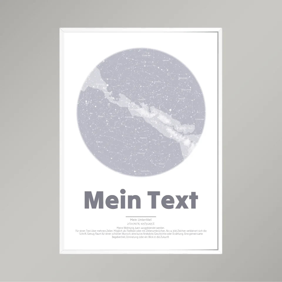 Personalisierte Sternenkarte &quot;bold Blickpunkt&quot; schwarz/weiß - dein Moment, Ort &amp; Text | Hochformat