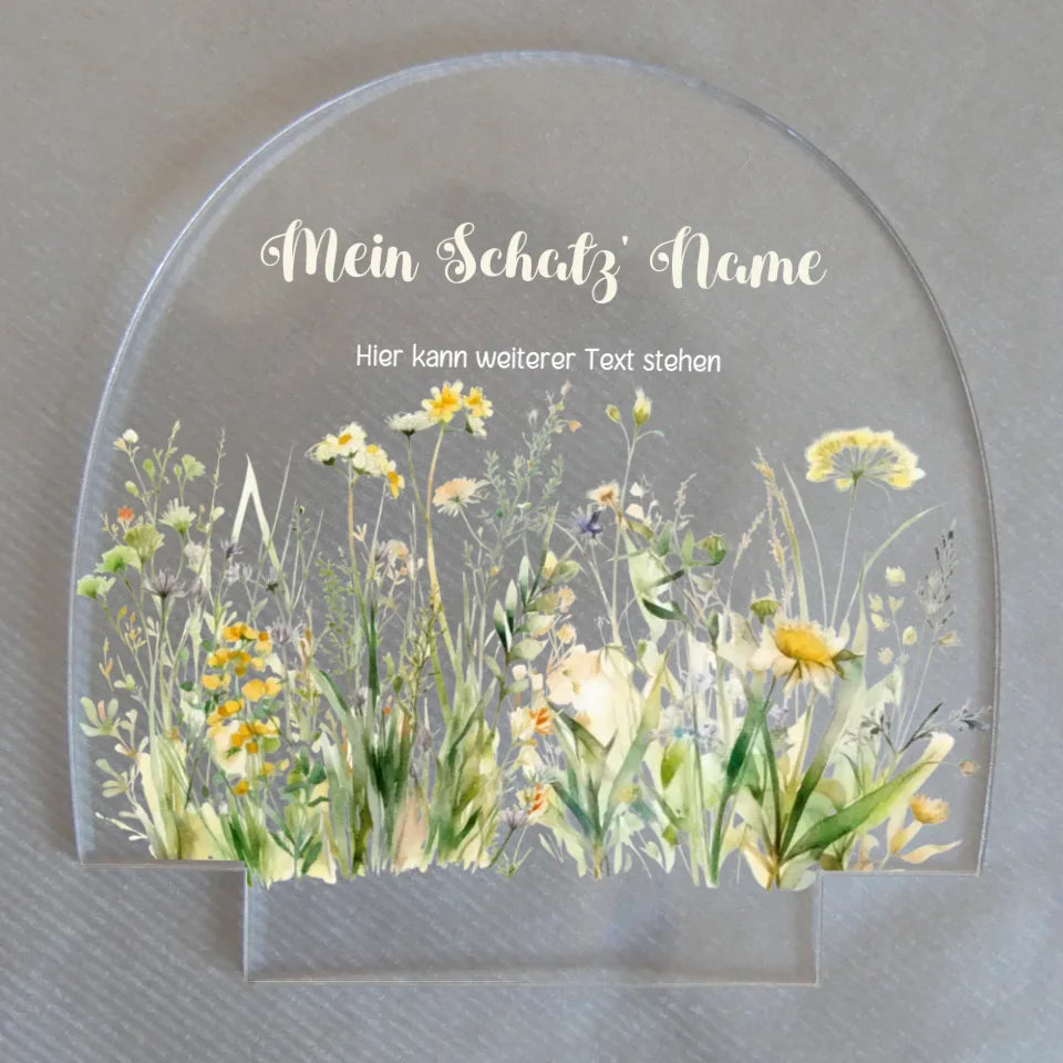 Wechselmotiv-für-personalisiertes-Nachtlicht-mit-Blumenwiesen-Motiv-in-gelb-und-Name-14,8x14,8x0,4cm