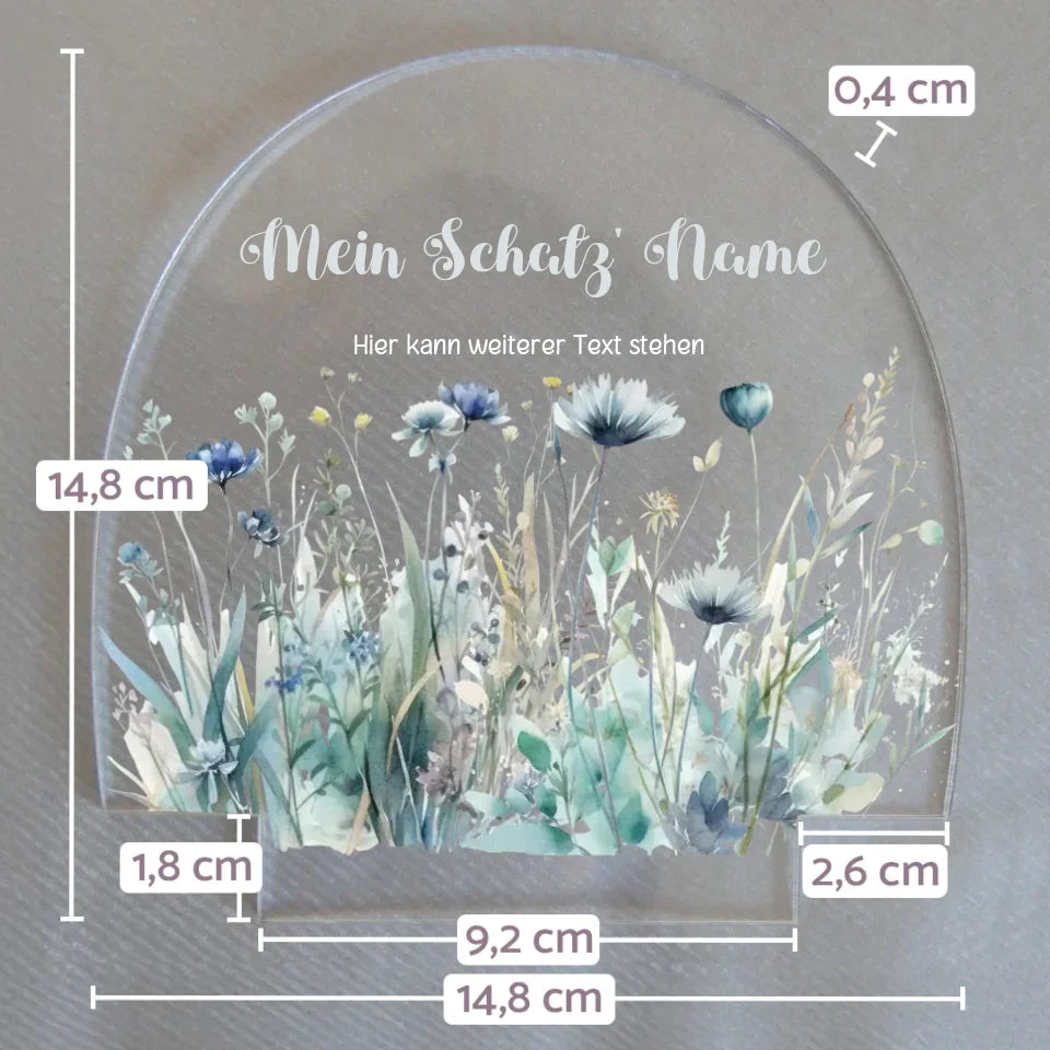 Wechselmotiv-für-personalisiertes-Nachtlicht-mit-Name-und-blumenwiese-blau-Motiv-mit-Massangaben-14,8x14,8x0,4cm