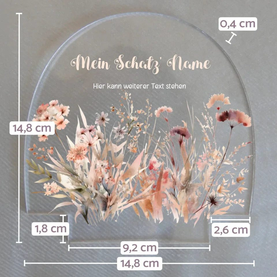 Wechselmotiv-für-personalisiertes-Nachtlicht-mit-Name-und-blumenwiese-apricot-Motiv-mit-Massangaben-14,8x14,8x0,4cm