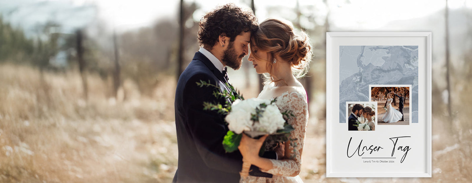 Hochzeitspaar-in-innigem-Moment-mit-Beispiel-für-eine-personalisierte-Landkarte