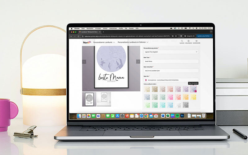 Über den Kokoro.XO Konfigurator werden personalisierte Landkarten ganz einfach und schnell gestaltet 